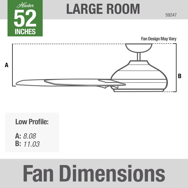 Hunter Fan 52" Dempsey 4 - Blade Flush Mount Ceiling Fan with Remote